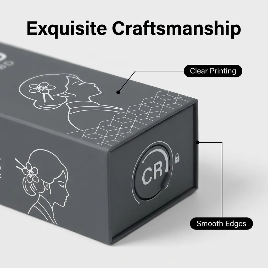CBD Child Resistant Box | CBD Child Resistant Box - Muge Packaging - Close-up detail