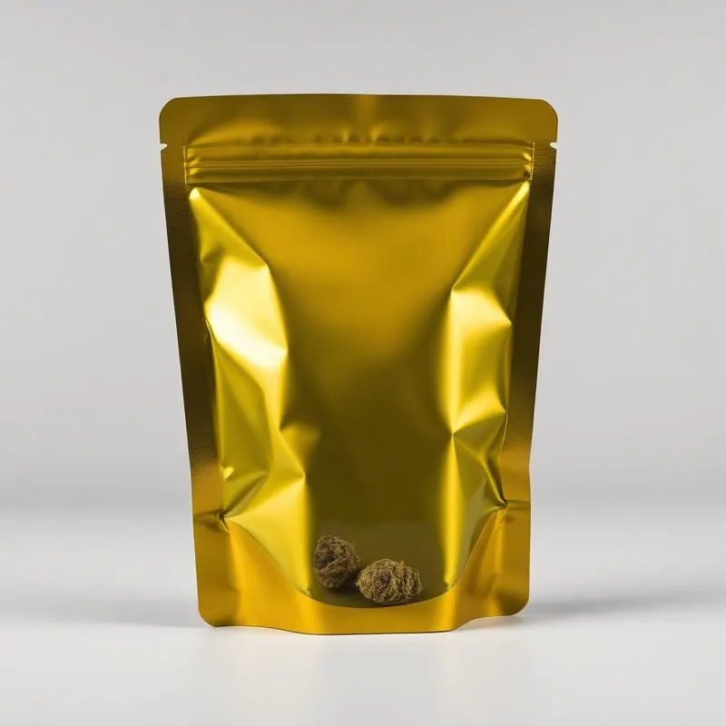CR Cannabis Pouch | Child Resistant Exit Bags - Muge Packaging - Side angle