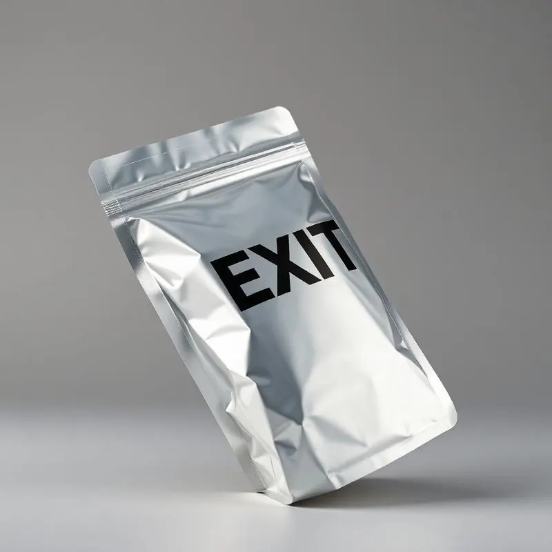 CR Mylar Bag | Child Resistant Exit Bags - Muge Packaging - Side angle