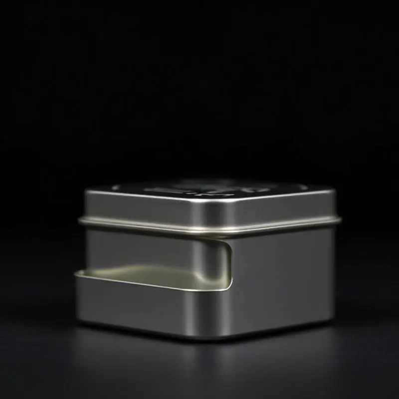 CR Tin Edible Box | Child Resistant Tin Boxes - Muge Packaging - Side angle