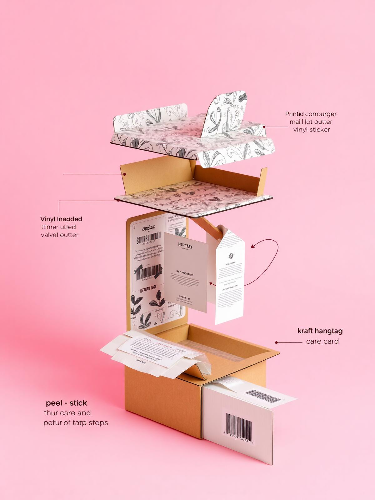 Exploded view of Apparel & DTC packaging construction layers