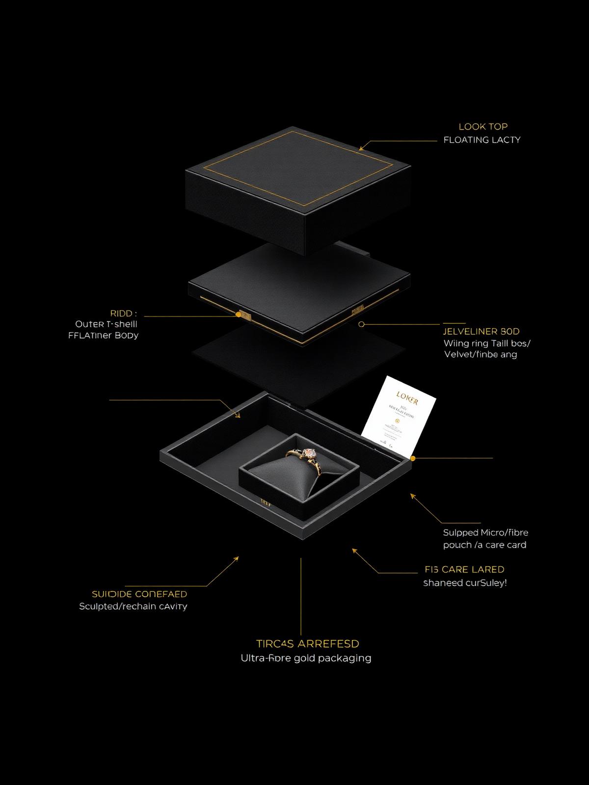 Exploded view of Jewelry & Watches packaging construction layers
