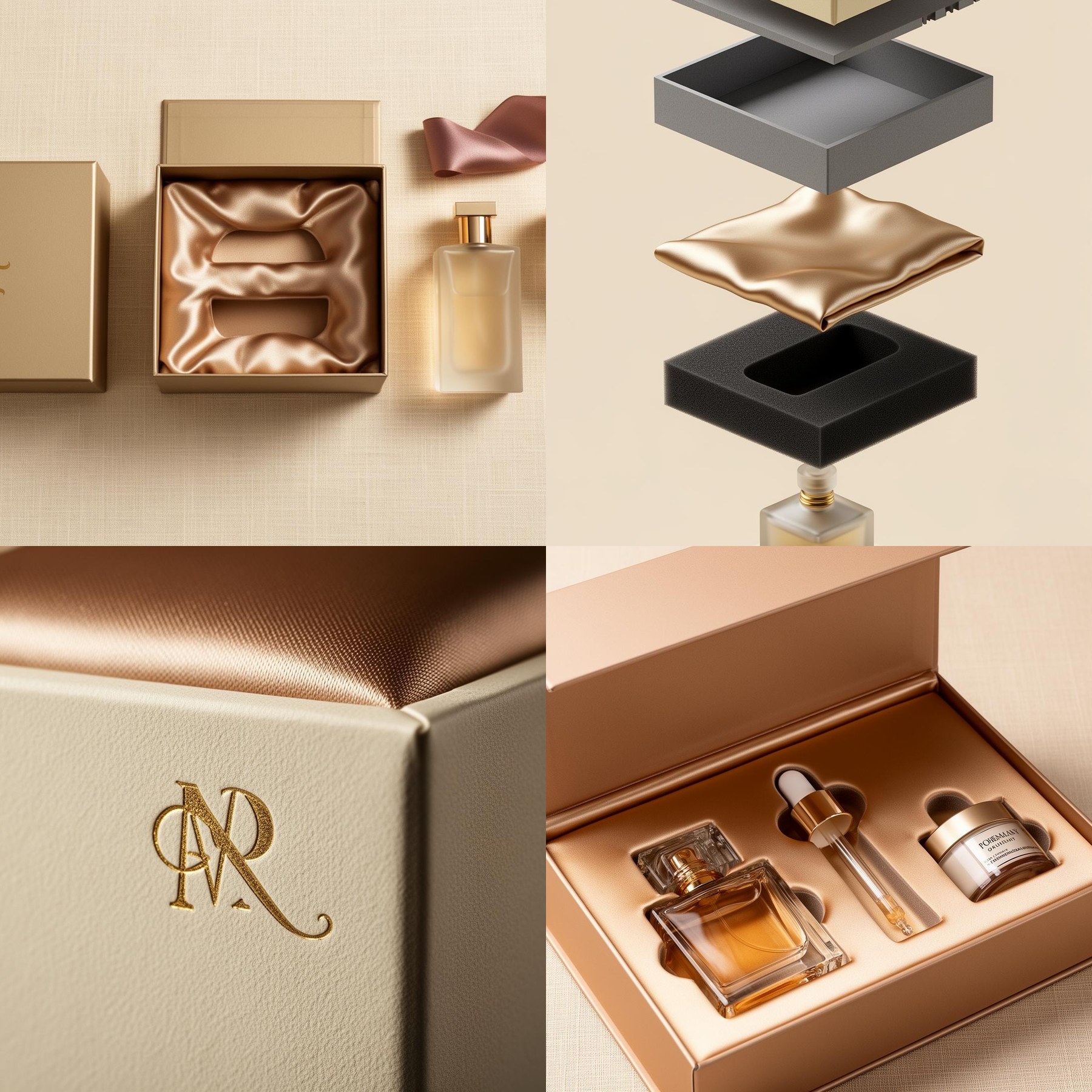 Four packaging solution variants for beauty and cosmetics