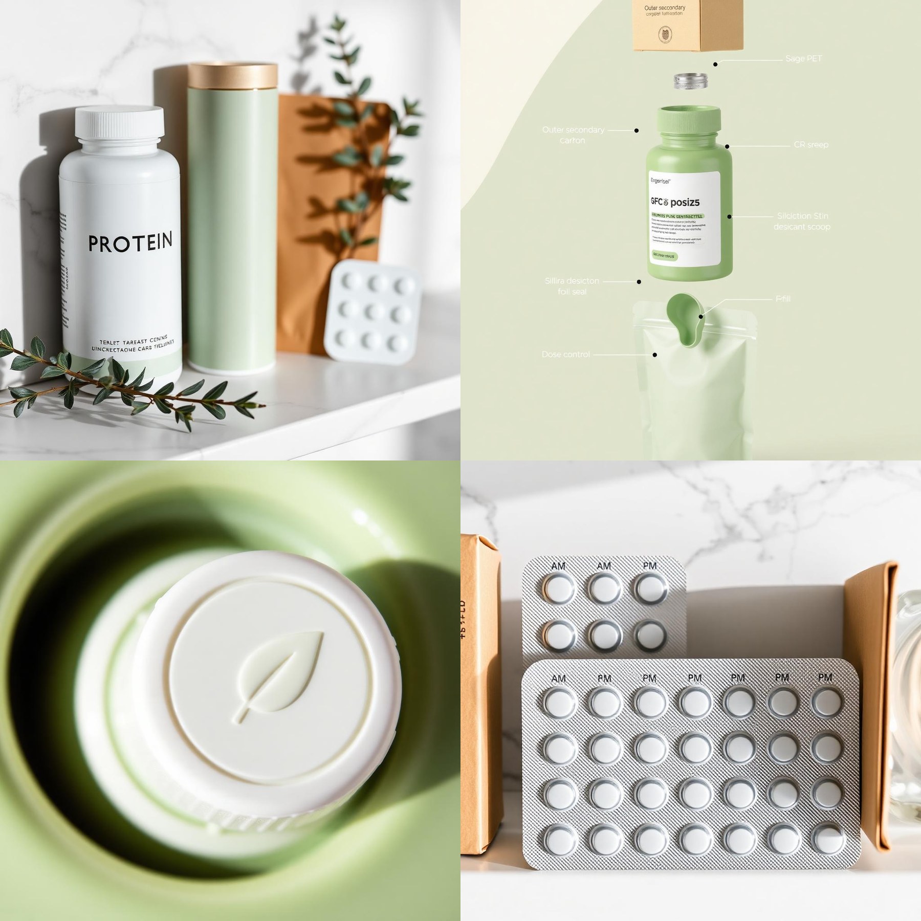 Four packaging solution variants for Wellness & Supplements