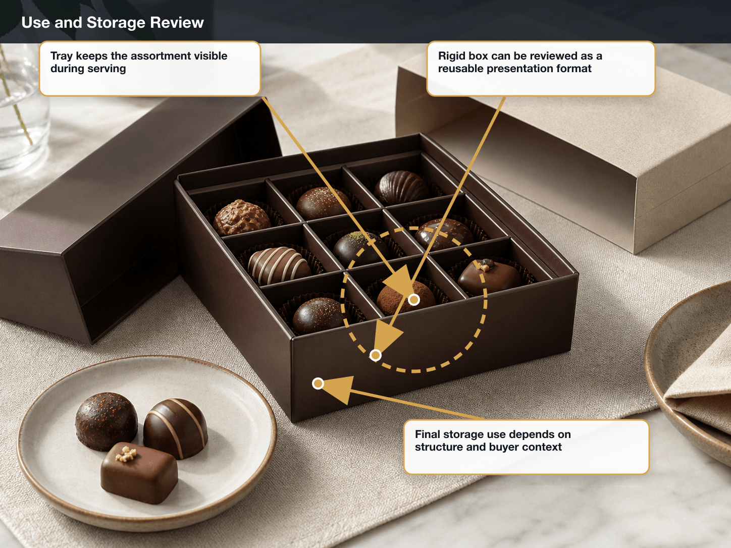 Artisan Chocolate Use and storage review annotated A+ content image