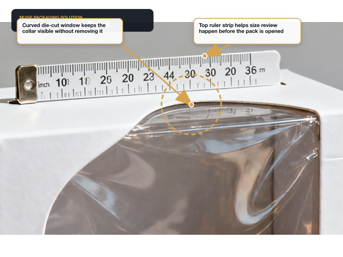 Dog Collars & Leashes Opening window and size detail annotated A+ content image