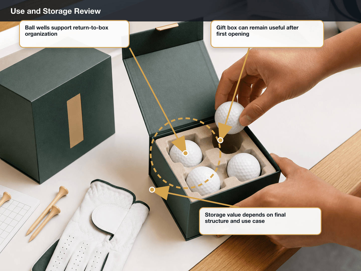 Golf Equipment Use and storage review annotated A+ content image