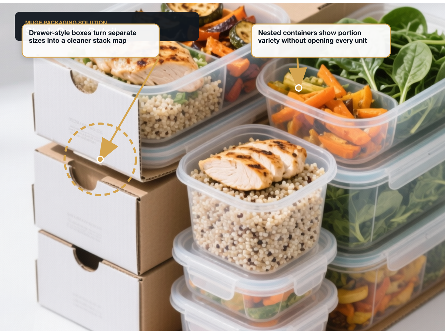 Meal Prep Containers Opening stack order detail annotated A+ content image