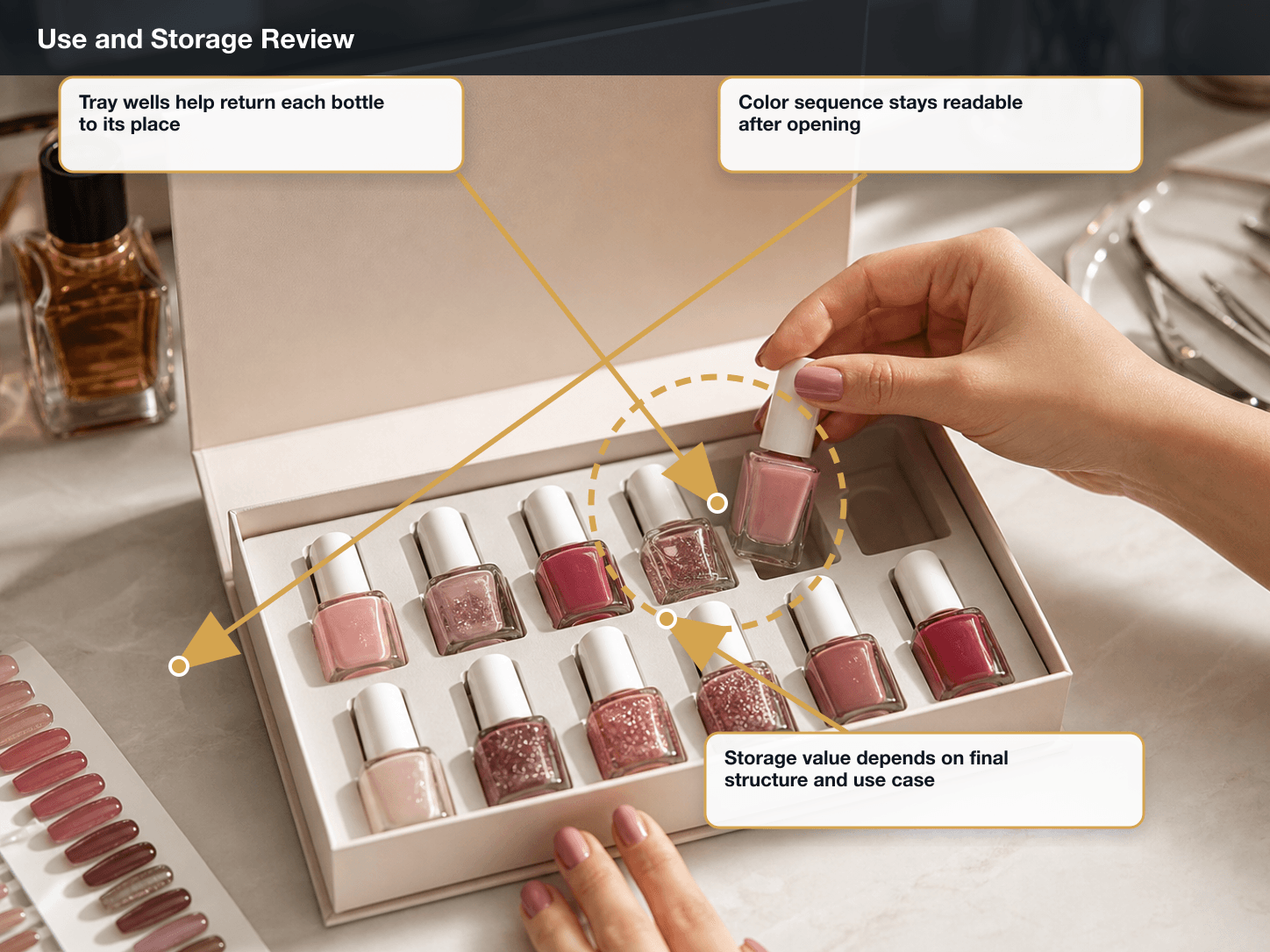 Nail Polish Sets Use and storage review annotated A+ content image