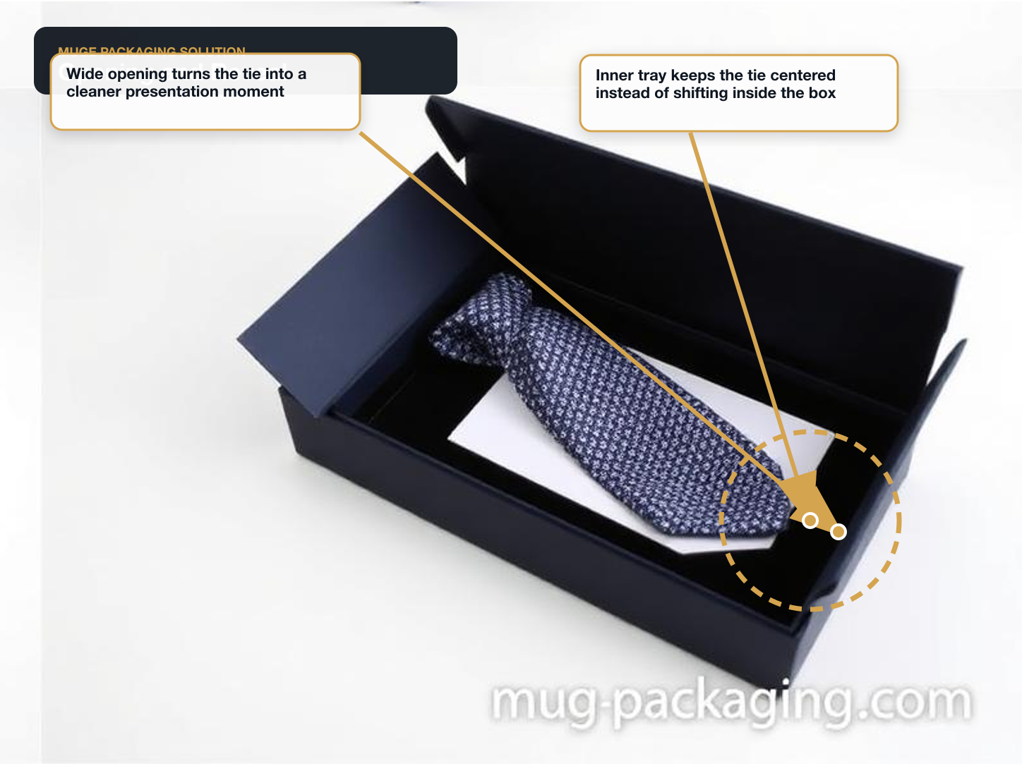 Ties & Bow Ties Opening and reveal annotated A+ content image