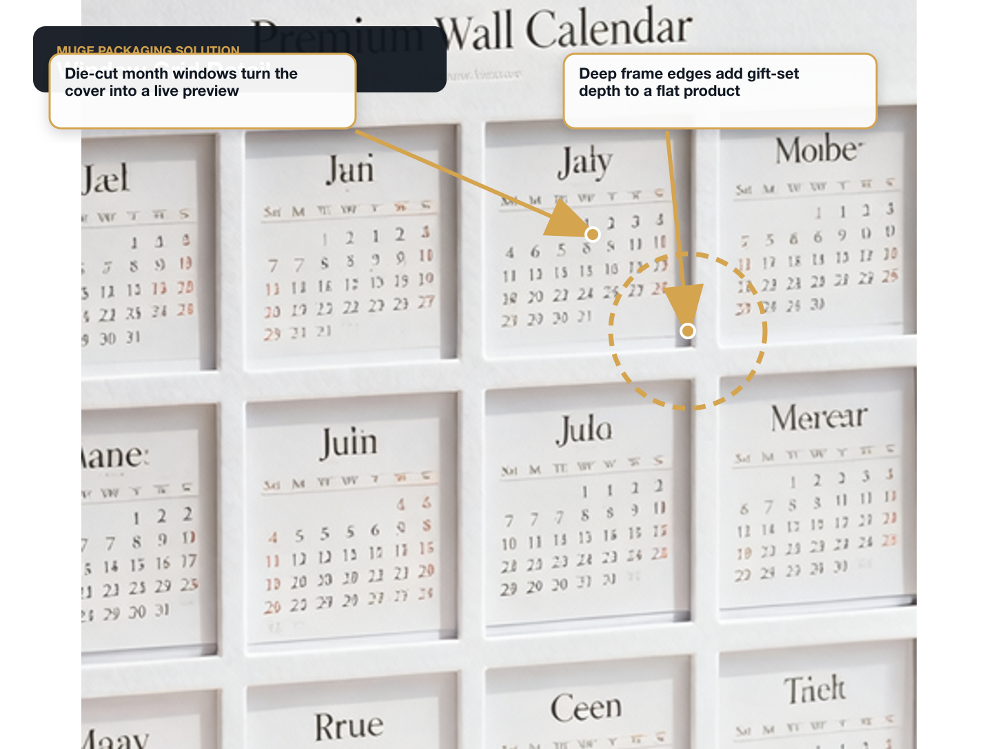 Wall Calendars Window grid detail annotated A+ content image